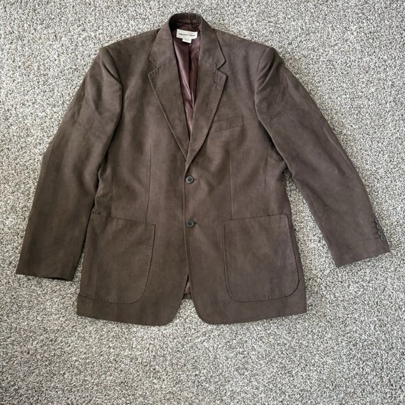 Pronto Uomo Men’s Blazer Suit Jacket L Brown Faux Suede Good Condition - Picture 1 of 10